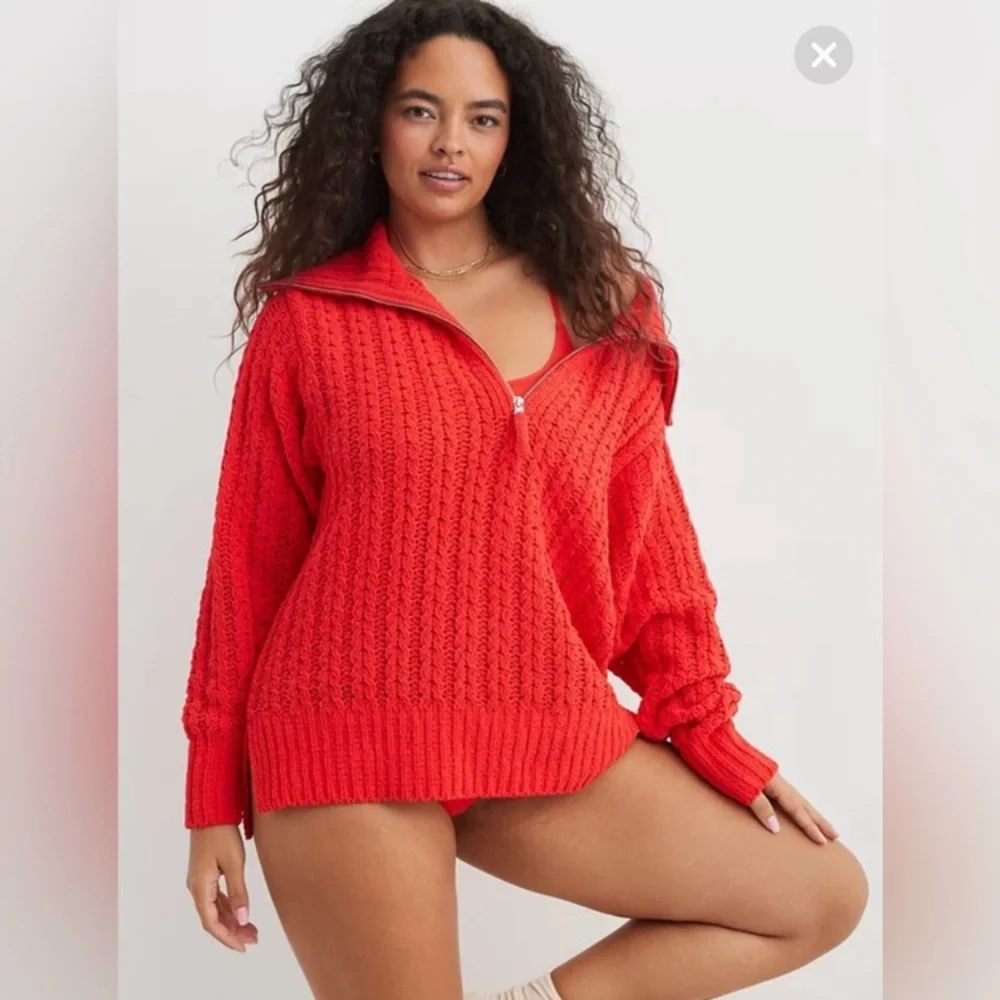 🐬Aerie Cable Car Quarter Zip Sweater - Picture 8 of 9